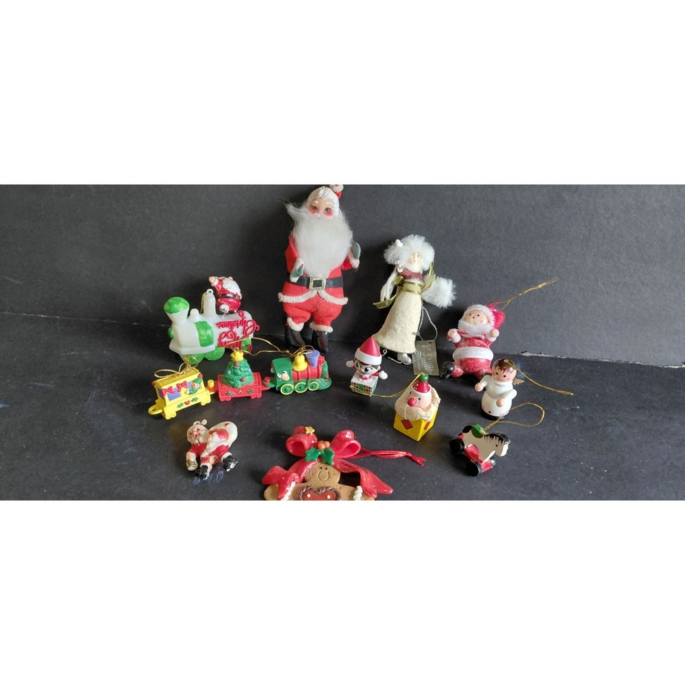 vintage midcentury flocked felt Santa doll Collection ornament Christmas Holiday - Picture 1 of 12